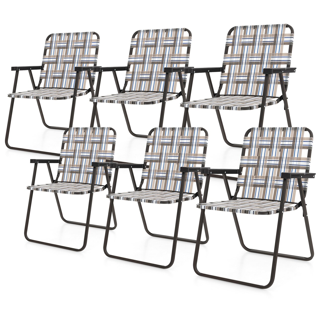 Portable Folding Lawn Chairs Set of 6 for Camping and Beach Trips